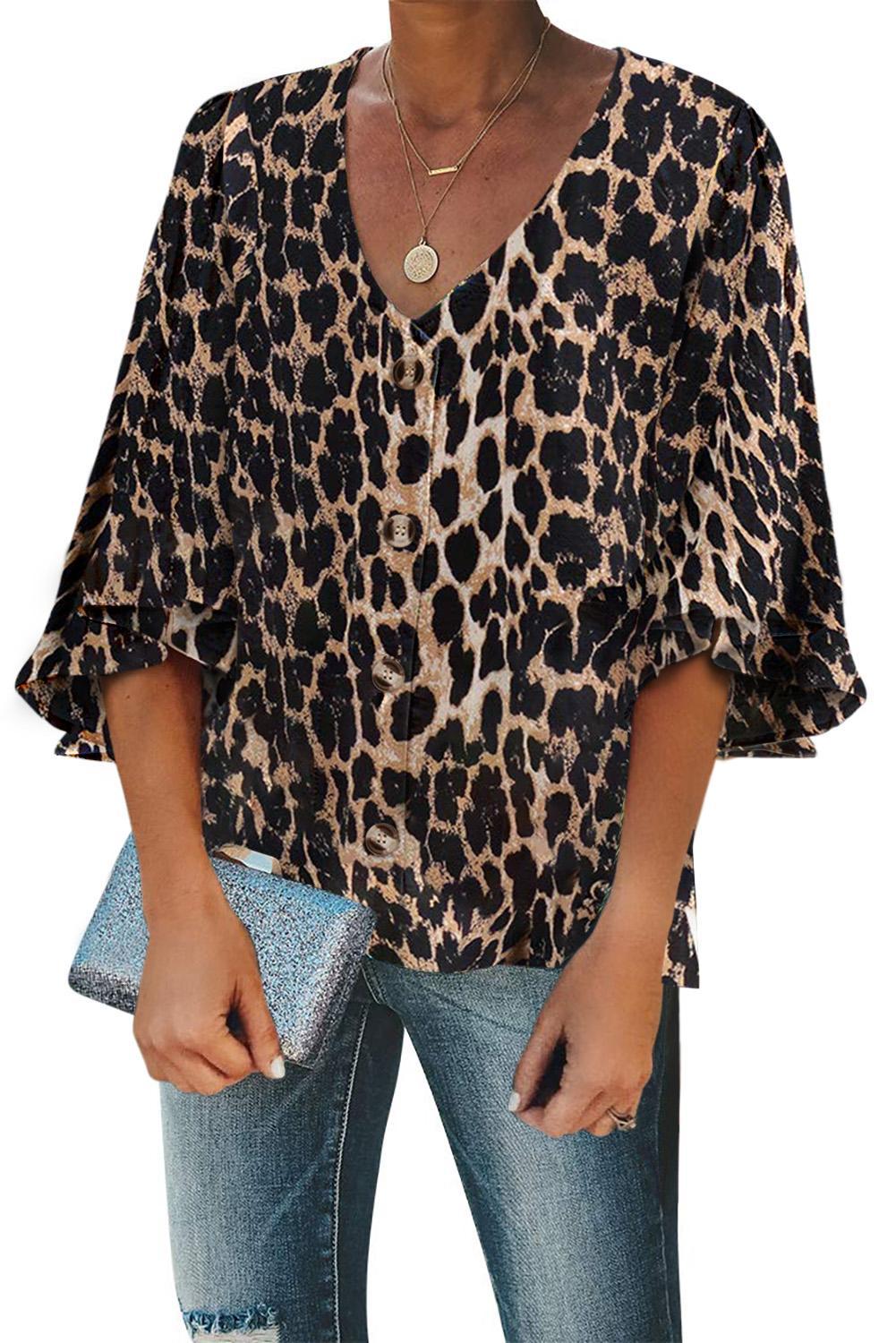 leopard print work blouse