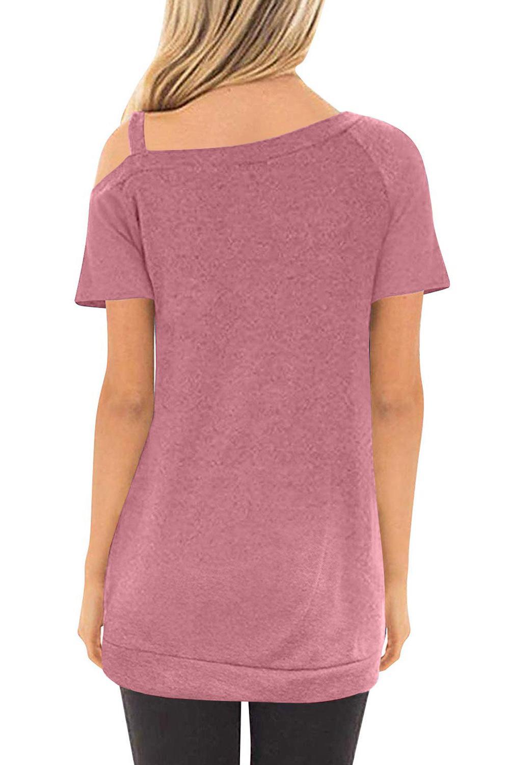 US 6.6 Pink Sling Short Sleeve Casual Buttoned Top Wholesale