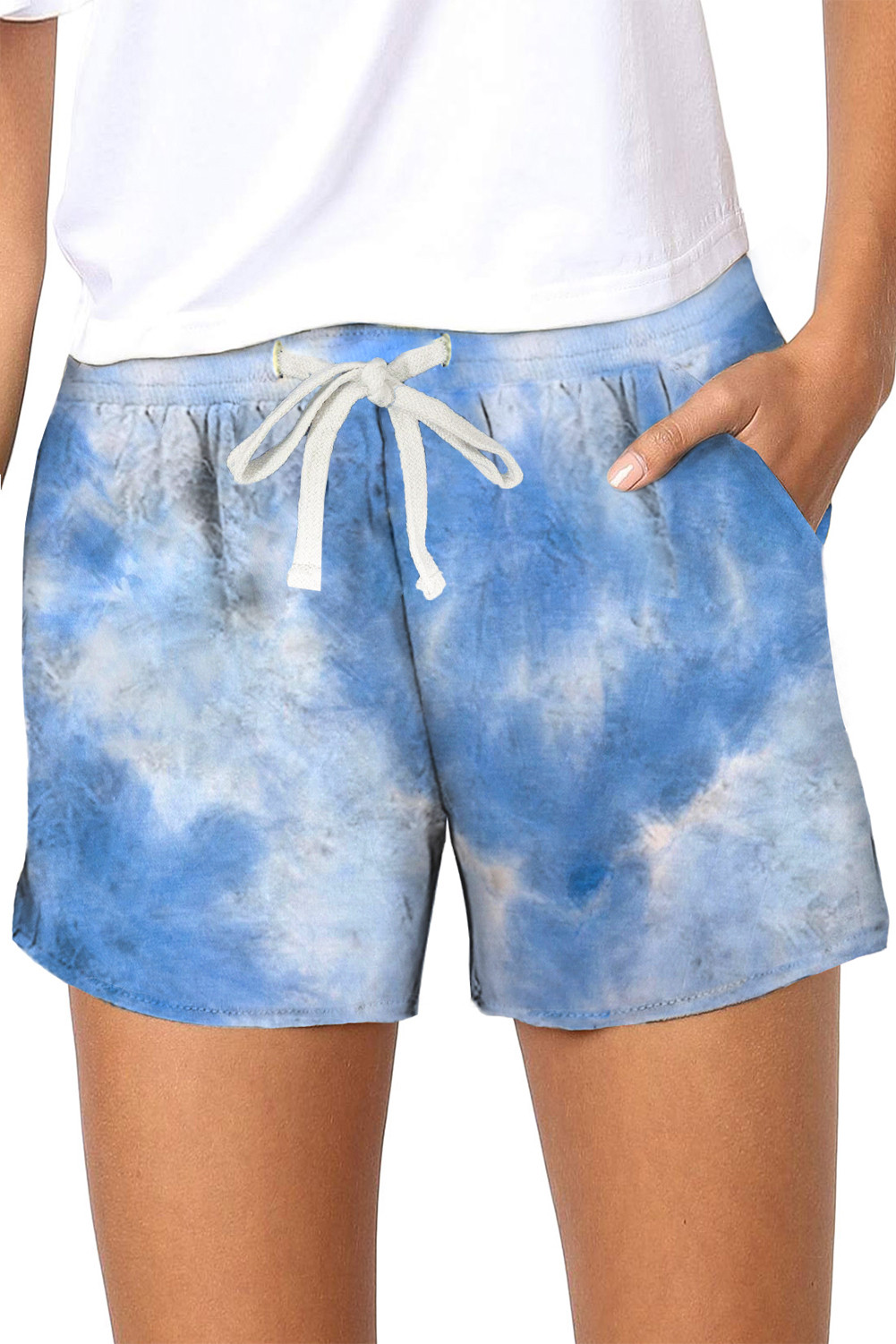 US$ 6.75 Sky Blue Tie Dye Casual Shorts Wholesale