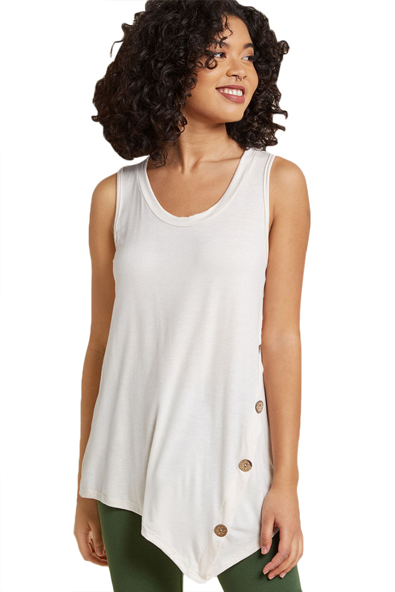 Download US$ 6.75 White Sleeveless U-Neck Loose Tank Top Wholesale