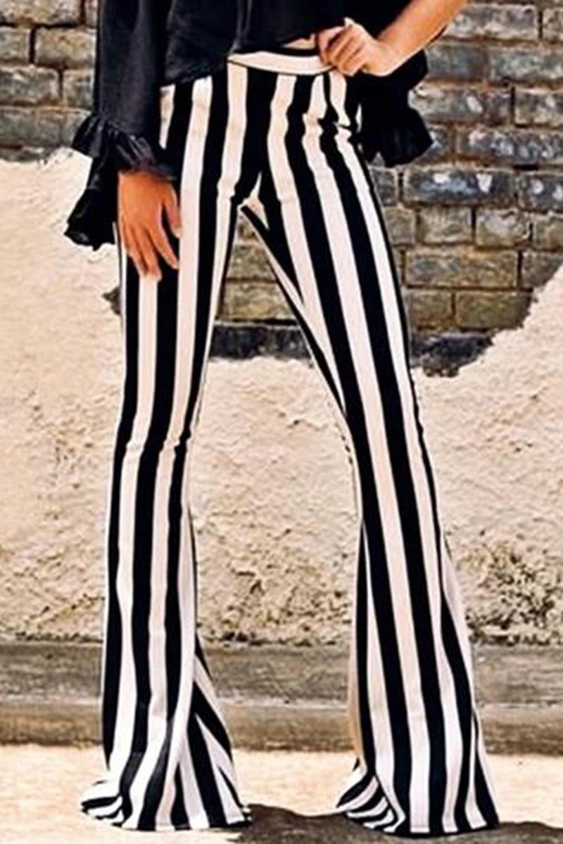 US$ 10.35 Black and White Striped Bell Pants Wholesale