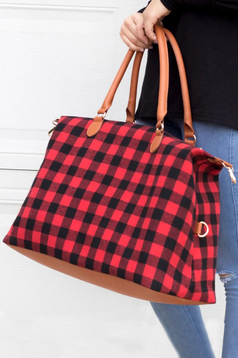 US$ 14.85 Red Buffalo Plaid Handbag Wholesale